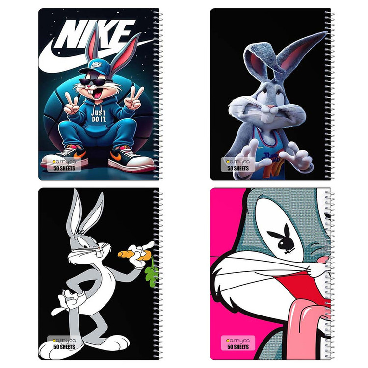دفتر نقاشی 50 برگ کارنیکا طرح باگز بانی The Bugs Bunny کد 82680 مجموعه 4 عددی