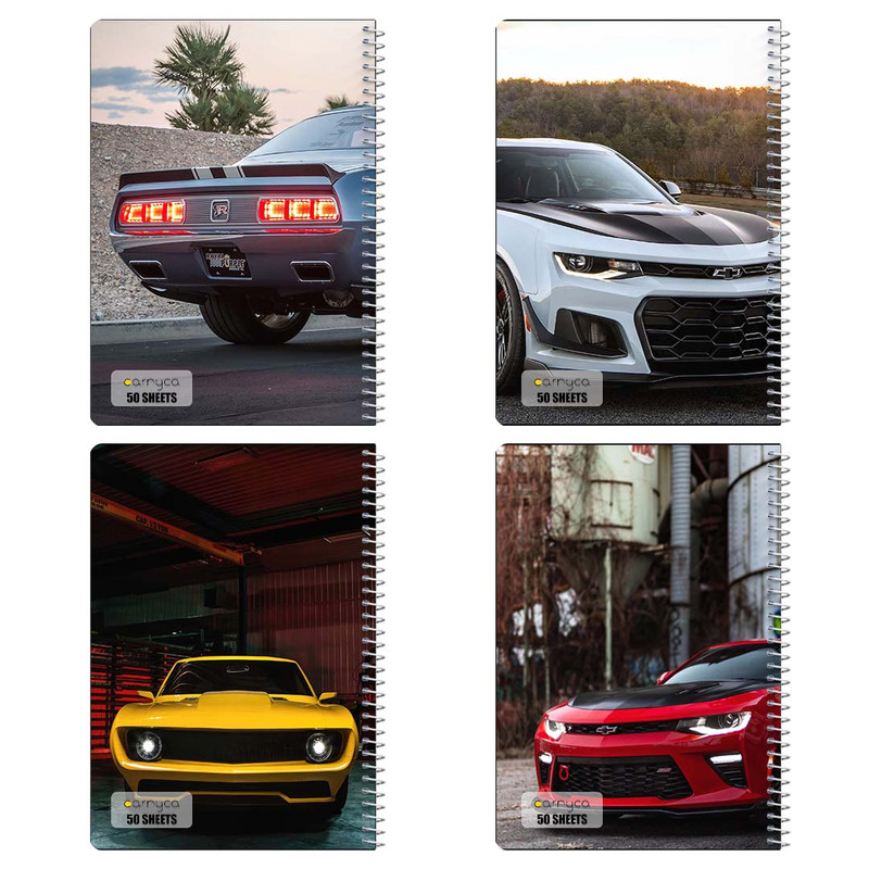 دفتر نقاشی 50 برگ کارنیکا طرح شورولت کامارو Chevrolet Camaro کد 90296 مجموعه 4 عددی