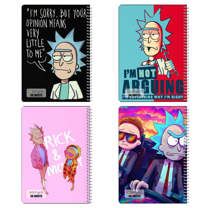 دفتر نقاشی 50 برگ کارنیکا طرح ریک و مورتی Rick and Morty کد 28753 مجموعه 4 عددی