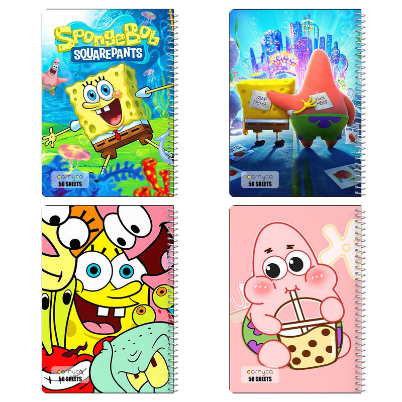 دفتر نقاشی 50 برگ کارنیکا طرح spong bob کد 66092 مجموعه 4 عددی