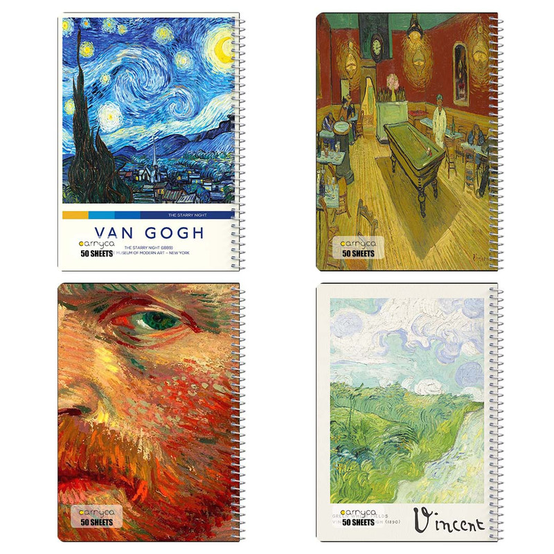 دفتر نقاشی 50 برگ کارنیکا طرح نقاشی‌های ون‌گوگ Van Gogh Paintings کد 66652 مجموعه 4 عددی