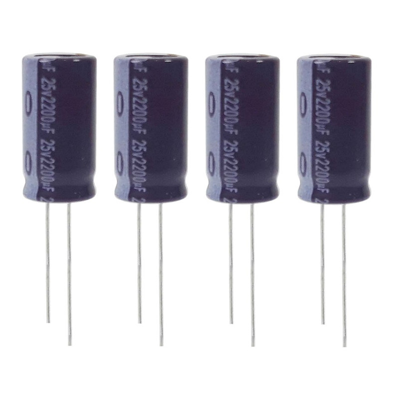 خازن الکترولیت 2200 میکروفاراد 25 ولت آکسبوم مدل TEC-22225 بسته 4 عددی
