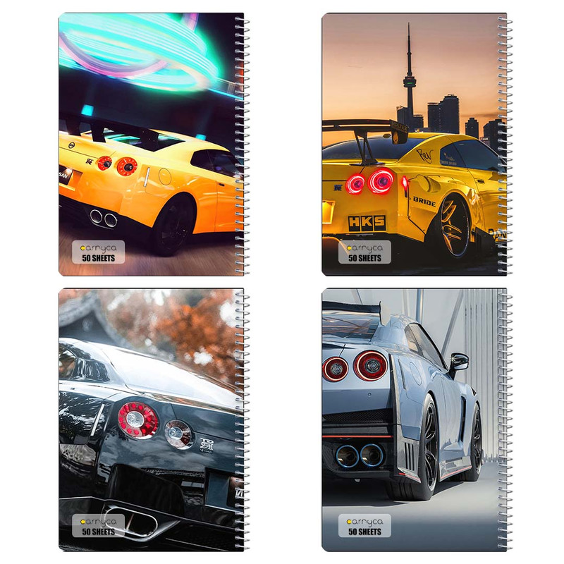 دفتر نقاشی 50 برگ کارنیکا طرح نیسان جی‌تی‑آر Nissan GT‑R کد 93225 مجموعه 4 عددی