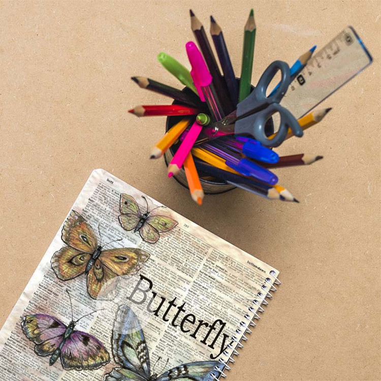 دفتر نقاشی 50 برگ کارنیکا طرح روزنامه وینتج پروانه Vintage Newspaper Butterfly کد 42108 مجموعه 4 عددی