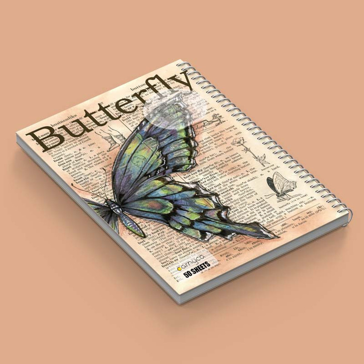 دفتر نقاشی 50 برگ کارنیکا طرح روزنامه وینتج پروانه Vintage Newspaper Butterfly کد 42108 مجموعه 4 عددی