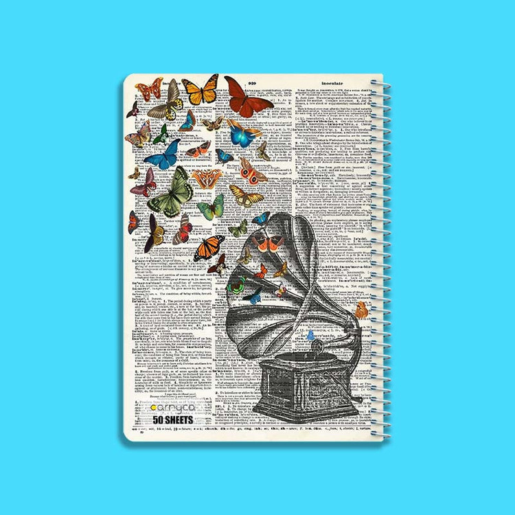دفتر نقاشی 50 برگ کارنیکا طرح روزنامه وینتج پروانه Vintage Newspaper Butterfly کد 42108 مجموعه 4 عددی