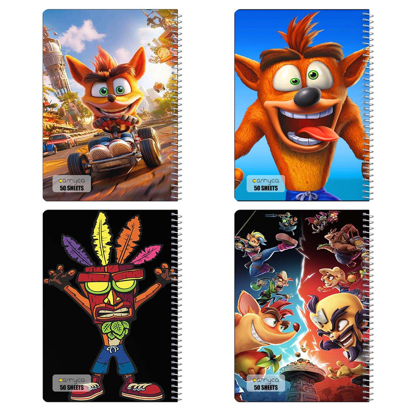 دفتر نقاشی 50 برگ کارنیکا طرح کرش بندیکوت Crash Bandicoot کد 64782 مجموعه 4 عددی