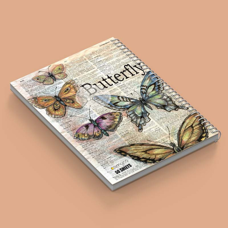 دفتر نقاشی 50 برگ کارنیکا طرح روزنامه وینتج پروانه Vintage Newspaper Butterfly کد 71810 مجموعه 4 عددی