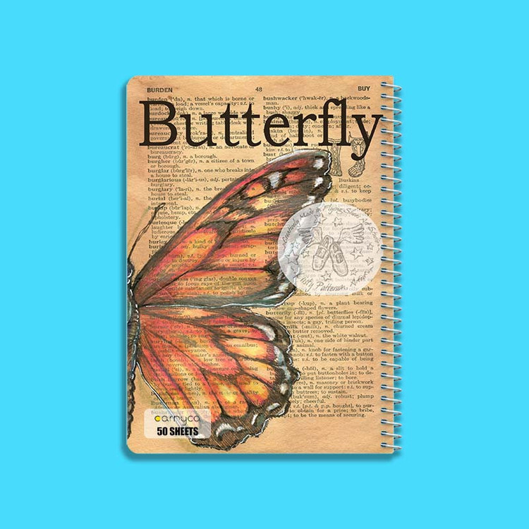 دفتر نقاشی 50 برگ کارنیکا طرح روزنامه وینتج پروانه Vintage Newspaper Butterfly کد 71810 مجموعه 4 عددی