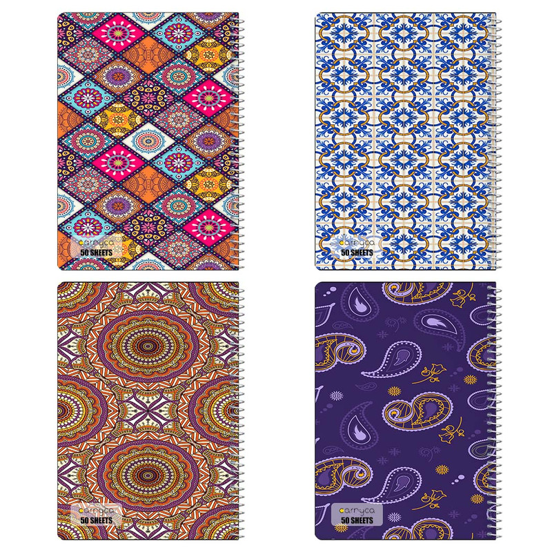دفتر نقاشی 50 برگ کارنیکا طرح پترن ایرانی Persian Pattern کد 25985 مجموعه 4 عددی