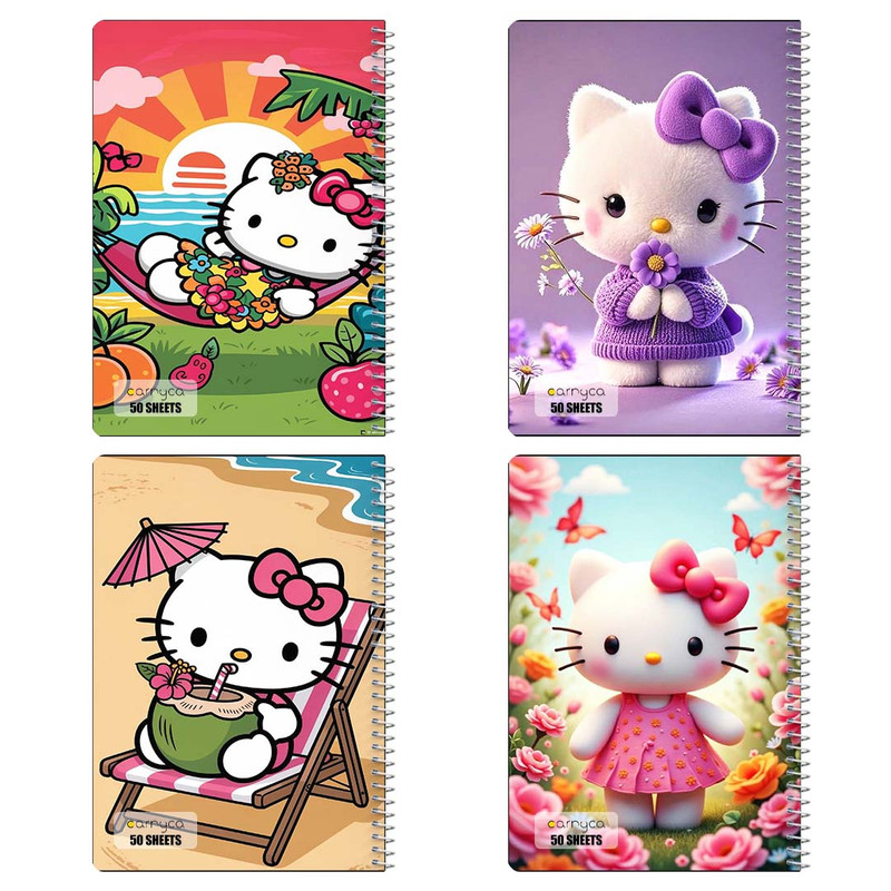 دفتر نقاشی 50 برگ کارنیکا طرح هلو کیتی hello kitty کد 65818 مجموعه 4 عددی
