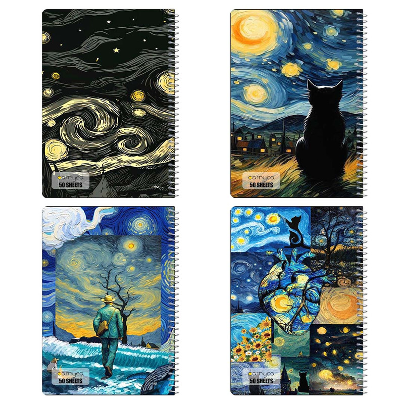 دفتر نقاشی 50 برگ کارنیکا طرح شب پرستاره فانتزی ون‌گوگ Fantasy Starry Night Van Gogh کد 87078 مجموعه 4 عددی
