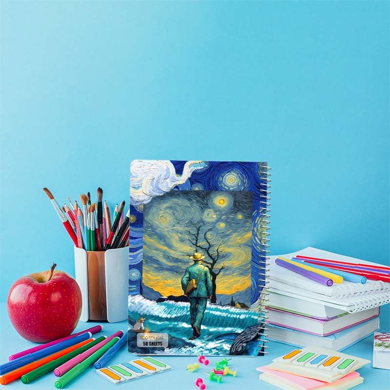 دفتر نقاشی 50 برگ کارنیکا طرح شب پرستاره فانتزی ونگوگ Fantasy Starry Night Van Gogh کد 87078 مجموعه 4 عددی