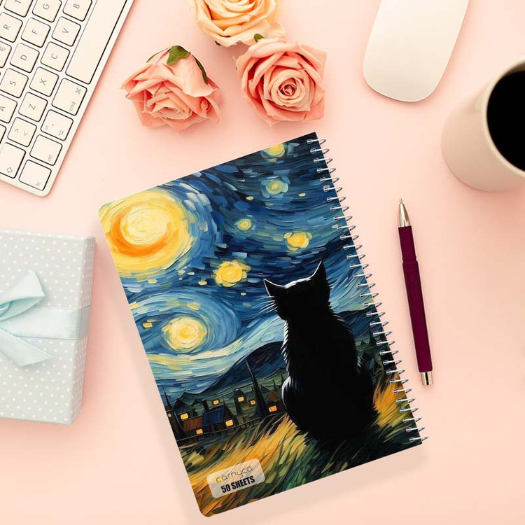 دفتر نقاشی 50 برگ کارنیکا طرح شب پرستاره فانتزی ونگوگ Fantasy Starry Night Van Gogh کد 87078 مجموعه 4 عددی