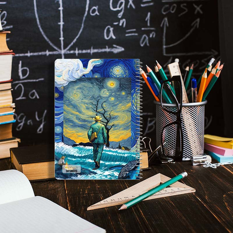 دفتر نقاشی 50 برگ کارنیکا طرح شب پرستاره فانتزی ونگوگ Fantasy Starry Night Van Gogh کد 87078 مجموعه 4 عددی