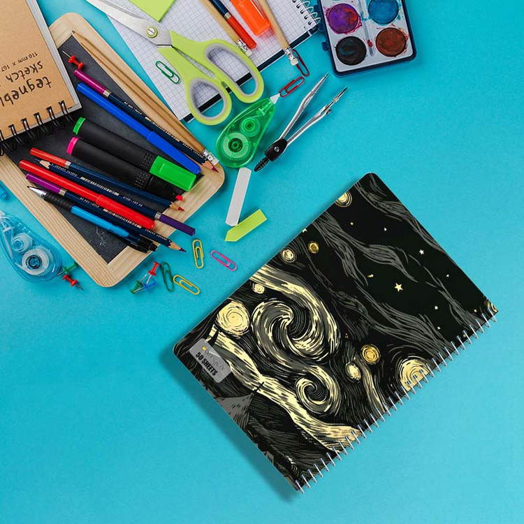 دفتر نقاشی 50 برگ کارنیکا طرح شب پرستاره فانتزی ونگوگ Fantasy Starry Night Van Gogh کد 87078 مجموعه 4 عددی