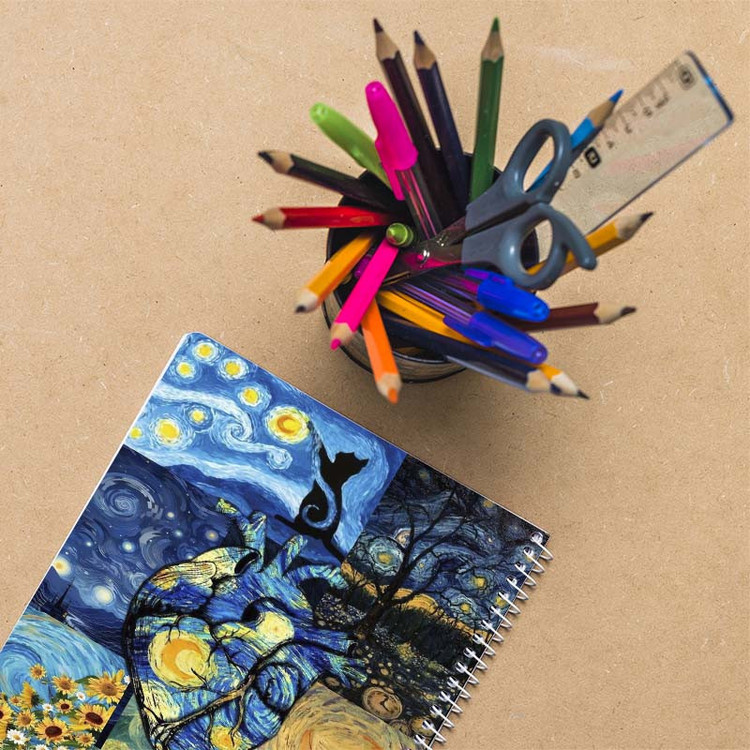 دفتر نقاشی 50 برگ کارنیکا طرح شب پرستاره فانتزی ونگوگ Fantasy Starry Night Van Gogh کد 87078 مجموعه 4 عددی