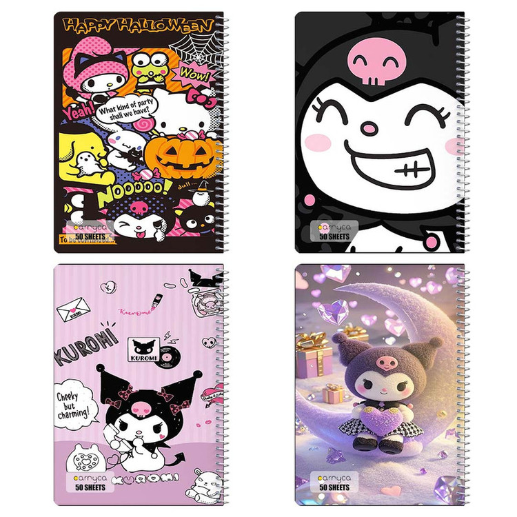 دفتر نقاشی 50 برگ کارنیکا طرح مای ملودی و کورومی My Melody & Kuromi کد 89053 مجموعه 4 عددی