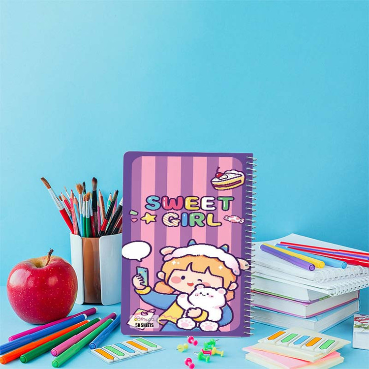 دفتر نقاشی 50 برگ کارنیکا طرح دختر خندون Smiling Girl کد 28623 مجموعه 4 عددی