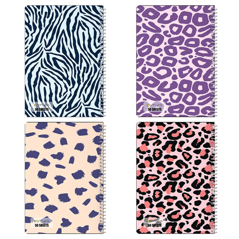 دفتر نقاشی 50 برگ کارنیکا طرح پترن پوست Animal Pattern کد 17428 مجموعه 4 عددی