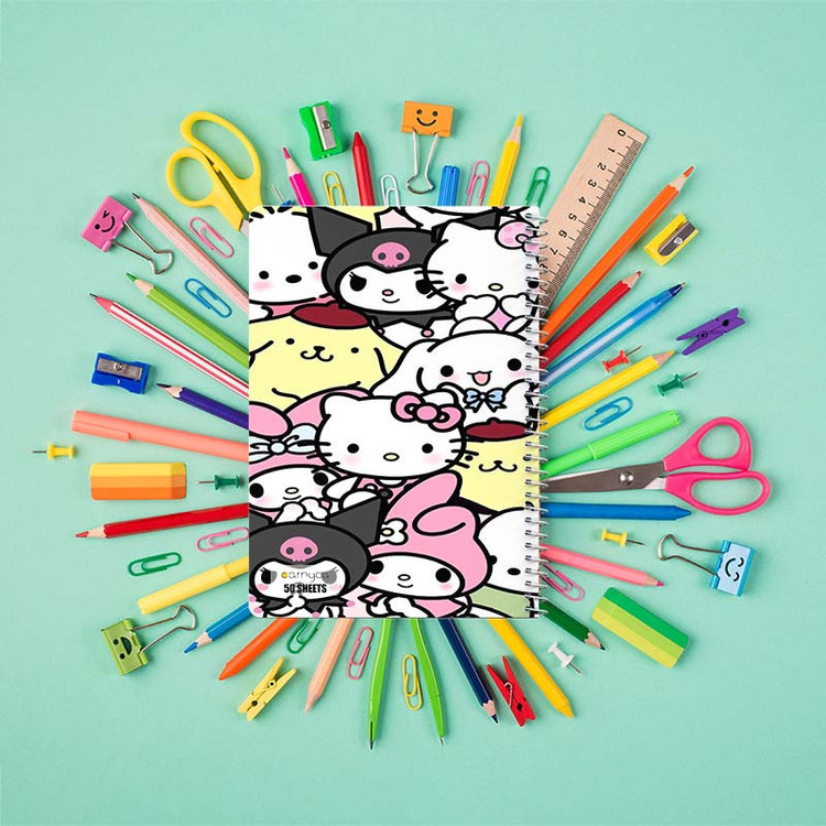 دفتر نقاشی 50 برگ کارنیکا طرح مای ملودی و کورومی My Melody & Kuromi کد 60969 مجموعه 4 عددی