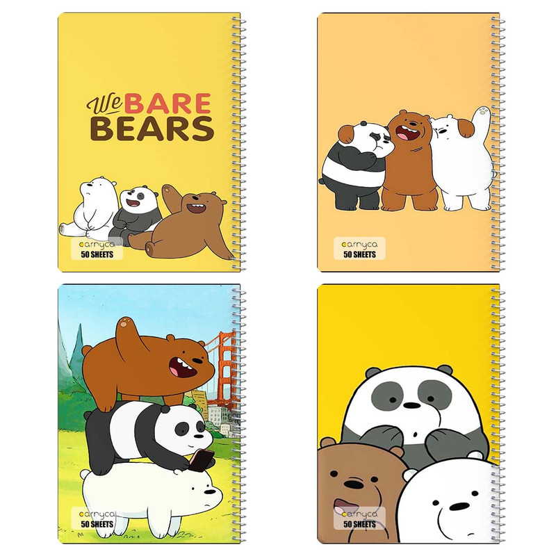 دفتر نقاشی 50 برگ کارنیکا طرح سه خرس کله پوک We Bare Bears کد 69196 مجموعه 4 عددی