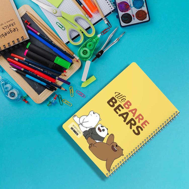 دفتر نقاشی 50 برگ کارنیکا طرح سه خرس کله پوک We Bare Bears کد 69196 مجموعه 4 عددی