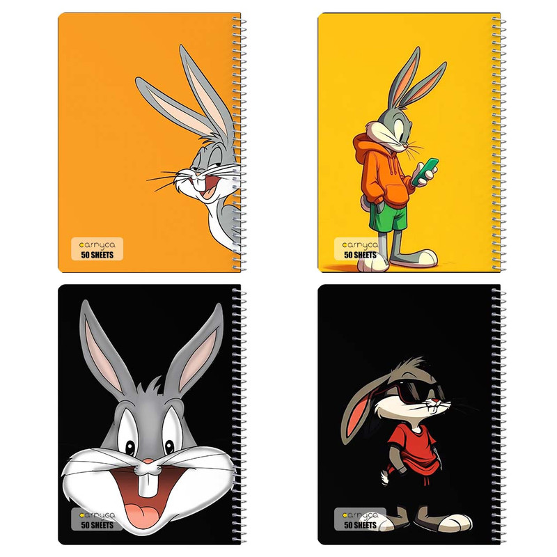 دفتر نقاشی 50 برگ کارنیکا طرح باگز بانی The Bugs Bunny کد 85541 مجموعه 4 عددی