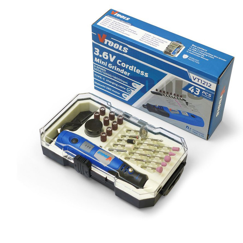 فرز مینیاتوری شارژی وی تولز مدل YP-VT1212-3.6V مجموعه 43 عددی