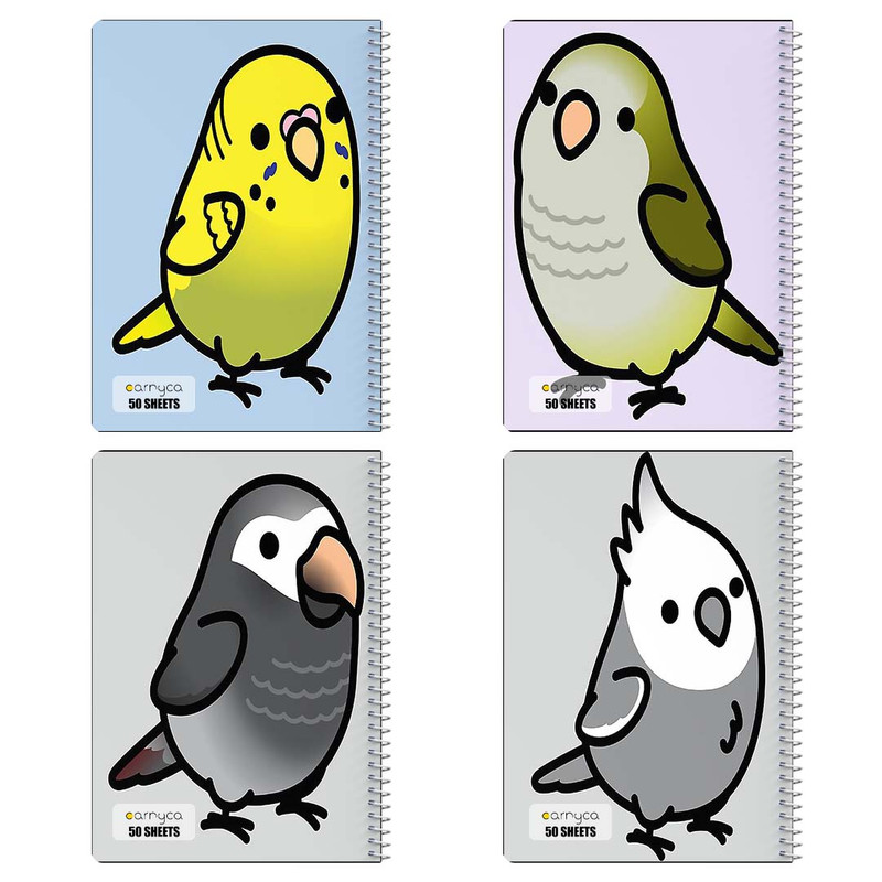 دفتر نقاشی 50 برگ کارنیکا طرح طوطی Parrot کد 55324 مجموعه 4 عددی