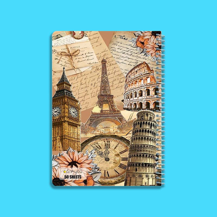 دفتر نقاشی 50 برگ کارنیکا طرح وینتج اسکرپ بوک Vintage Scrapbook کد 42408 مجموعه 4 عددی