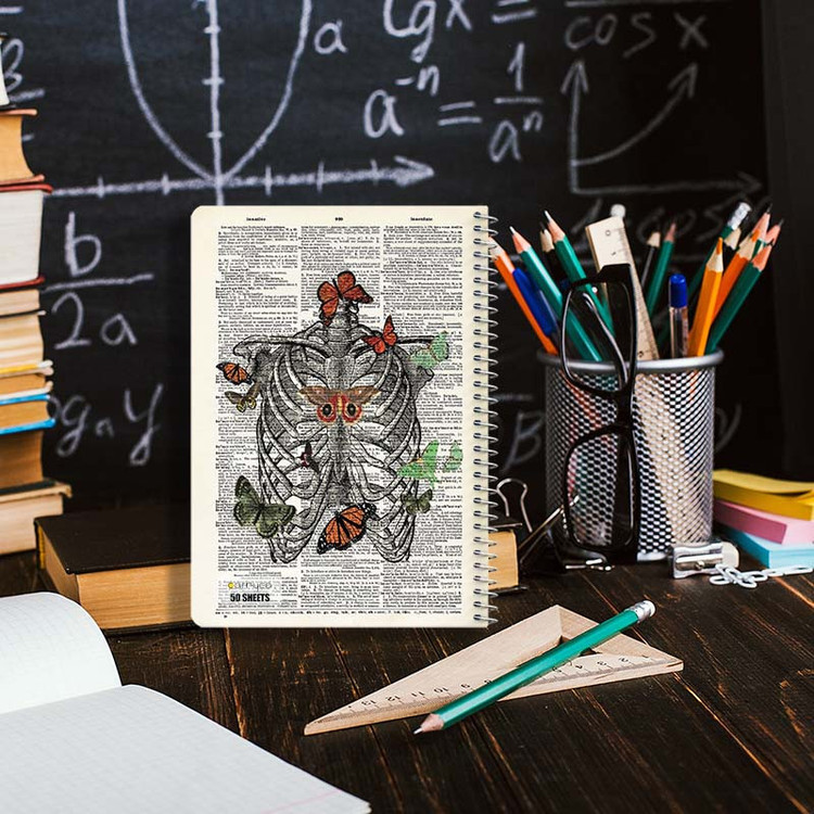 دفتر نقاشی 50 برگ کارنیکا طرح روزنامه وینتج قفسه سینه Vintage Newspaper Chest Anatomy کد 53953 مجموعه 4 عددی