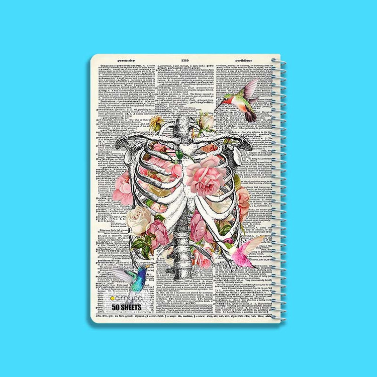 دفتر نقاشی 50 برگ کارنیکا طرح روزنامه وینتج قفسه سینه Vintage Newspaper Chest Anatomy کد 53953 مجموعه 4 عددی