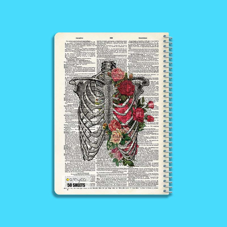 دفتر نقاشی 50 برگ کارنیکا طرح روزنامه وینتج قفسه سینه Vintage Newspaper Chest Anatomy کد 80991 مجموعه 4 عددی