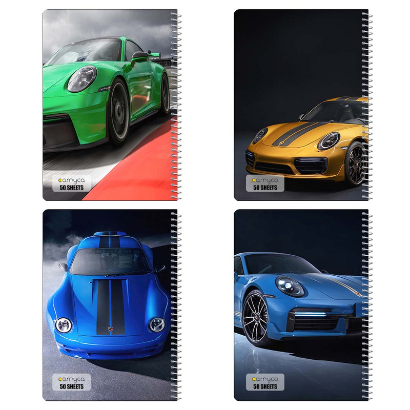دفتر نقاشی 50 برگ کارنیکا طرح پورشه Porsche کد 13872 مجموعه 4 عددی