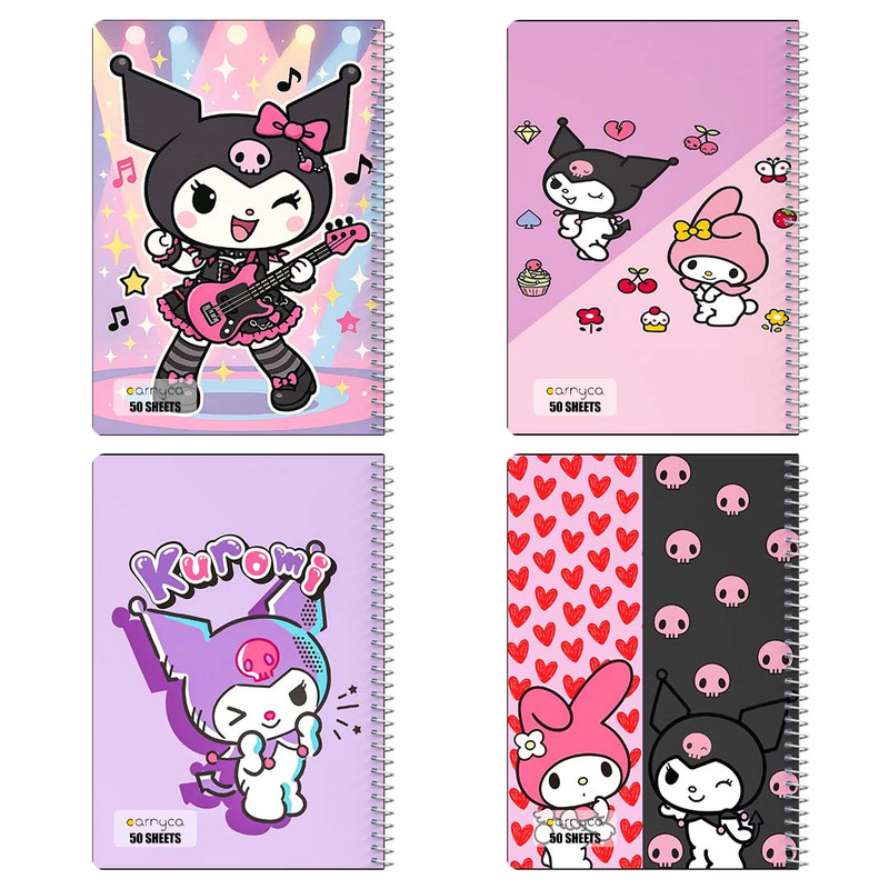 دفتر نقاشی 50 برگ کارنیکا طرح مای ملودی و کورومی My Melody & Kuromi کد 25782 مجموعه 4 عددی