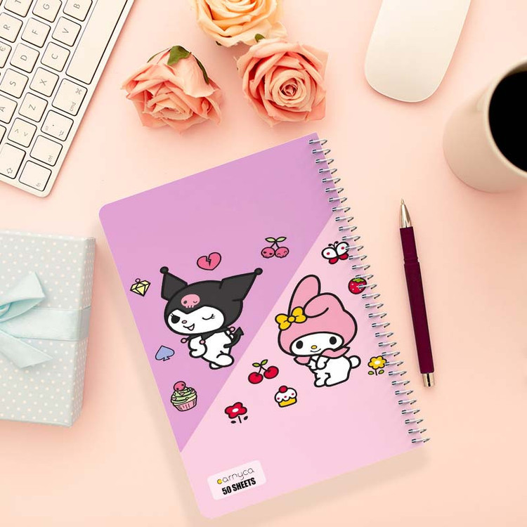 دفتر نقاشی 50 برگ کارنیکا طرح مای ملودی و کورومی My Melody & Kuromi کد 25782 مجموعه 4 عددی