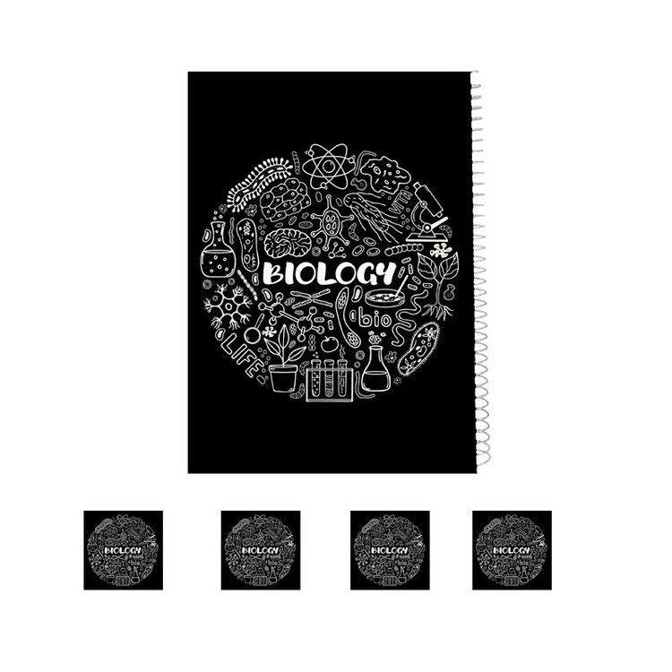 دفتر مشق 200 برگ مدل زیست شناسی کد biology به همراه برچسب مجموعه 5 عددی