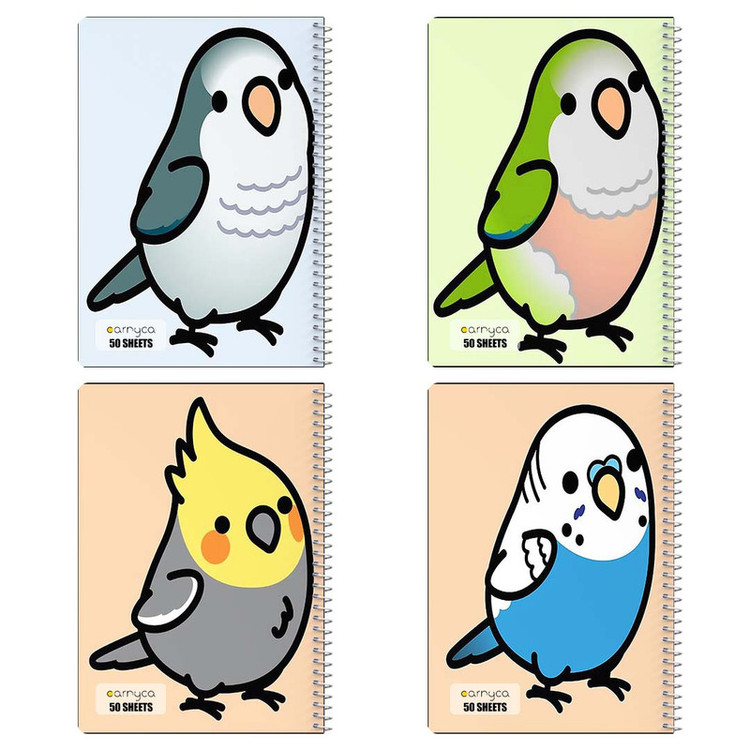 دفتر نقاشی 50 برگ کارنیکا طرح طوطی Parrot کد 58866 مجموعه 4 عددی