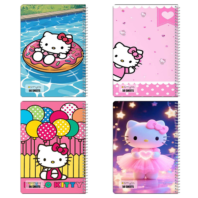 دفتر نقاشی 50 برگ کارنیکا طرح هلو کیتی hello kitty کد 14716 مجموعه 4 عددی