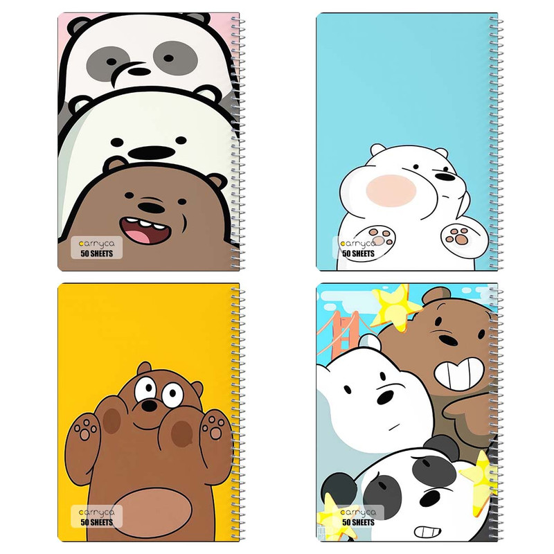 دفتر نقاشی 50 برگ کارنیکا طرح سه خرس کله پوک We Bare Bears کد 56591 مجموعه 4 عددی