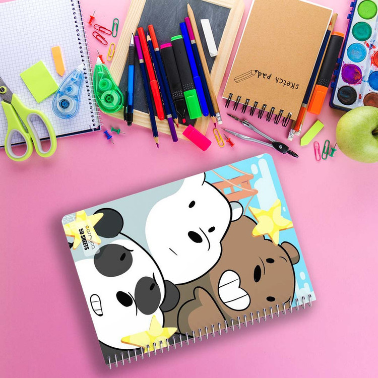 دفتر نقاشی 50 برگ کارنیکا طرح سه خرس کله پوک We Bare Bears کد 56591 مجموعه 4 عددی