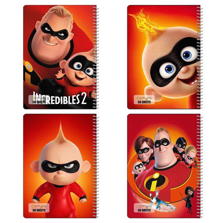 دفتر نقاشی 50 برگ کارنیکا طرح شگفتانگیزان The Incredibles کد 70225 مجموعه 4 عددی