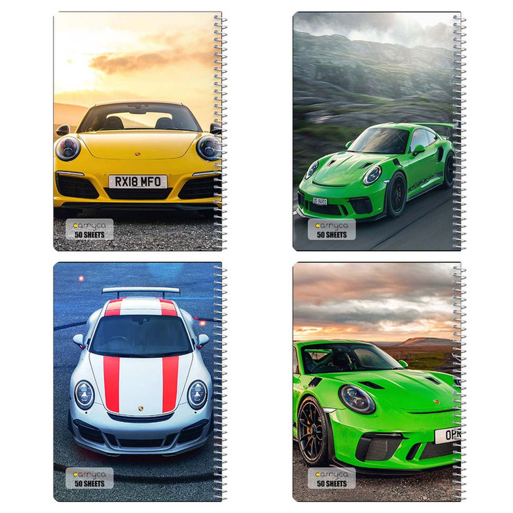 دفتر نقاشی 50 برگ کارنیکا طرح پورشه Porsche کد 78532 مجموعه 4 عددی