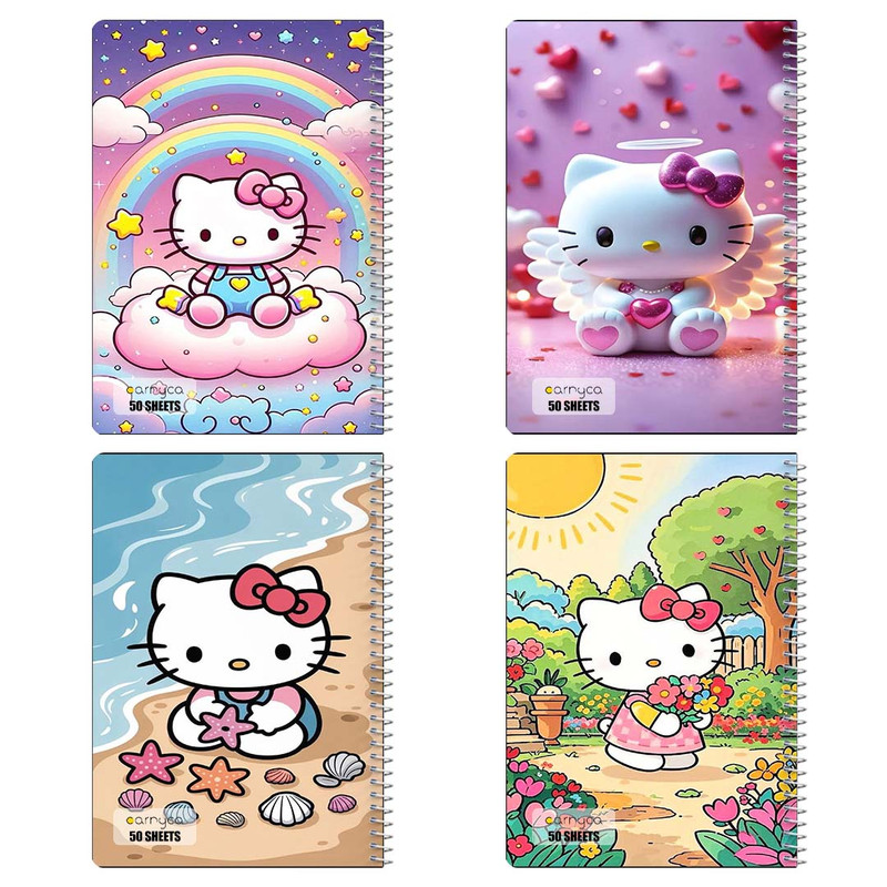 دفتر نقاشی 50 برگ کارنیکا طرح هلو کیتی hello kitty کد 22616 مجموعه 4 عددی