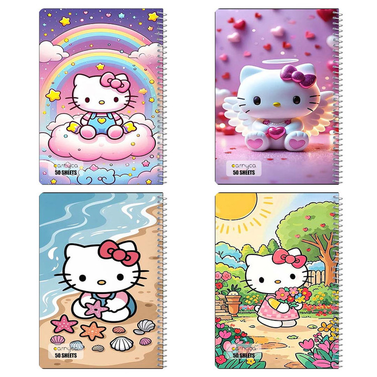 دفتر نقاشی 50 برگ کارنیکا طرح هلو کیتی hello kitty کد 22616 مجموعه 4 عددی