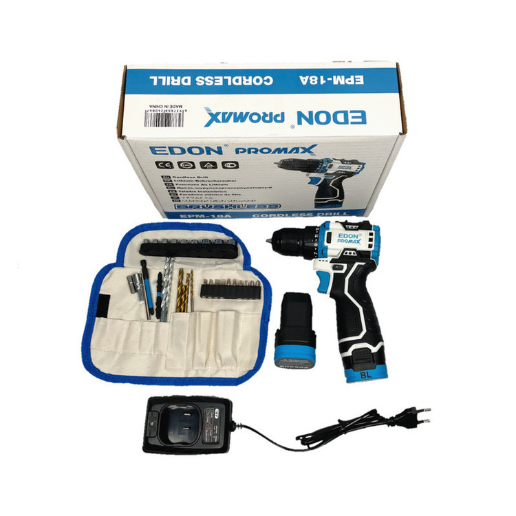 دریل شارژی براشلس سه نظام 10 میلیمتری 18 ولت ادون پرومکس مدل EPM-18V