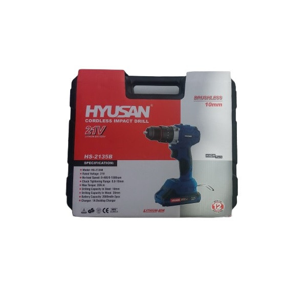 دریل پیچ گوشتی شارژی براشلس چکشی 21 ولت هیوسان مدل HS2135B