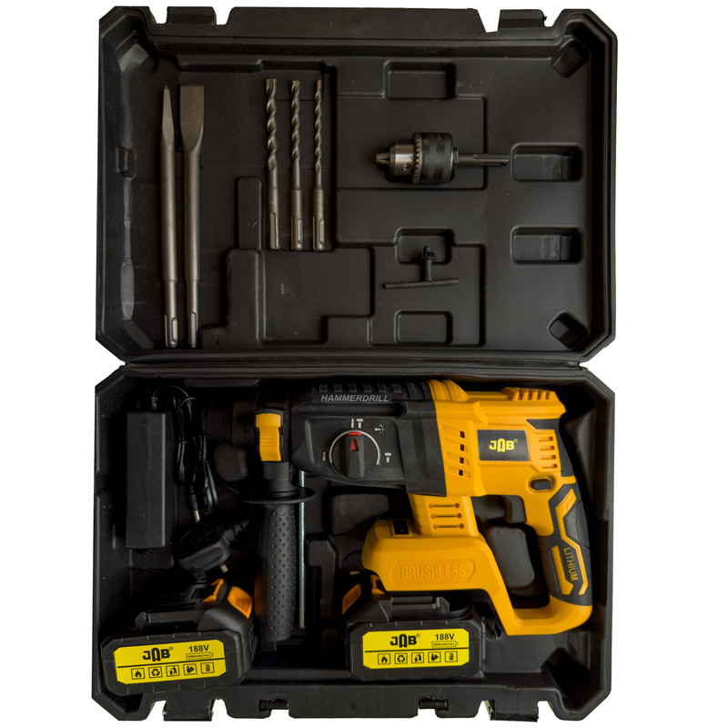 مجموعه 10 عددی دریل بتن کن شارژی 26 میلیمتری 188 ولت جاب مدل JB-188 BL