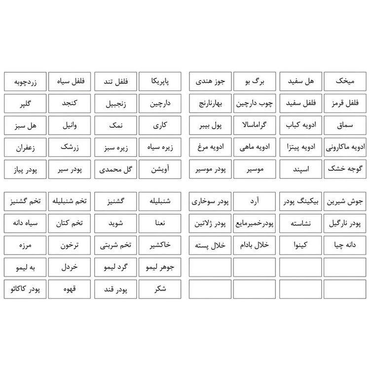 برچسب مدل نظم دهنده ادویه آشپزخانه مدل minimal کد 02 بسته 80 عددی